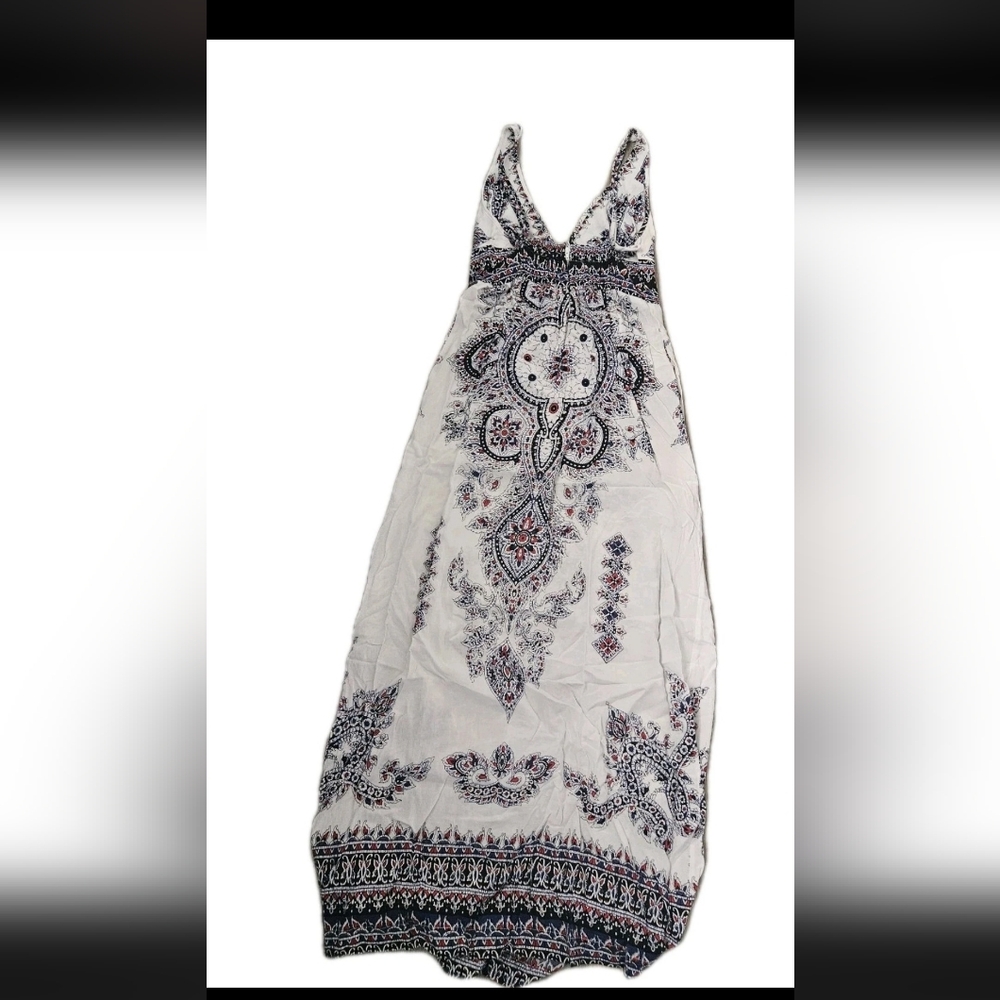 Angie White and Blue Bohemian Maxi Dress